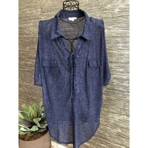 Siren Rily Women Blue Short Sleeve Top 3X